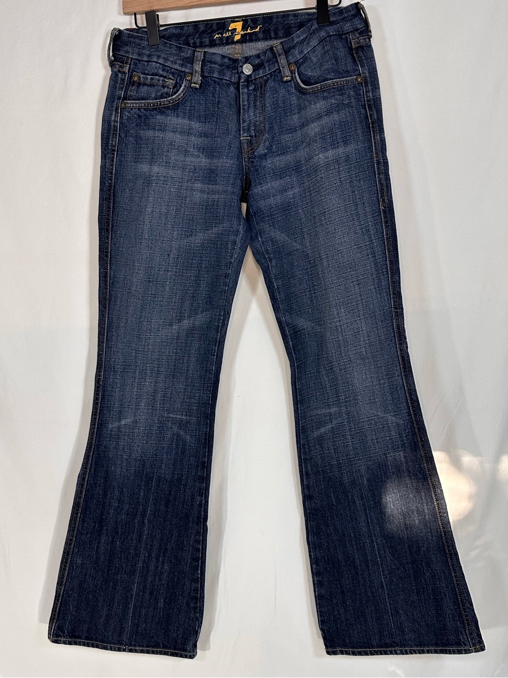 Vtg 2000s 7 For All Mankind Low Rise Flare Jeans A Pockets Womens Size 30 Y2K